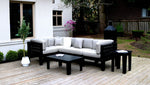 Adorna Canadian Made Recycled Plastic Sustainable Outdoor Patio Large Sectional Seating Black: Modern, and stylish. Shop now!