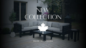 Adorna Canadian Made Recycled Plastic Sustainable Outdoor Patio Sectional Seating Black: Modern, and stylish. Shop now!