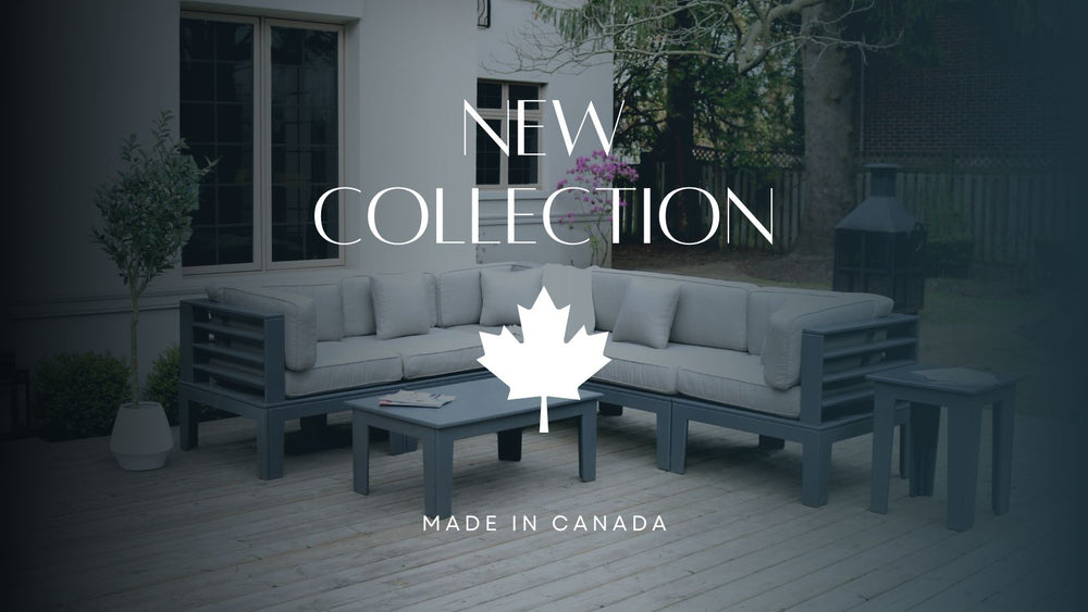 Adorna Canadian Made Recycled Plastic Sustainable Outdoor Patio Chaise Sectional Seating Grey Slate: Modern, and stylish. Shop now!