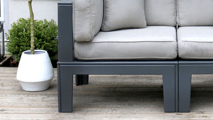 Adorna Canadian Made Recycled Plastic Sustainable Outdoor Patio Seating Grey Love Seat: Modern, and stylish. Shop now!