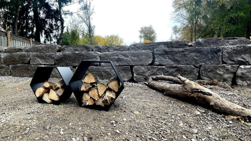 WickerPark Frontier Fire Pits Steel Steel Hexagon Log Holder Firewood Toronto Ontario