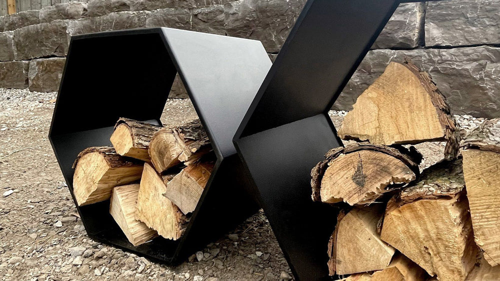 WickerPark Frontier Fire Pits Steel Steel Hexagon Log Holder Firewood Toronto Ontario