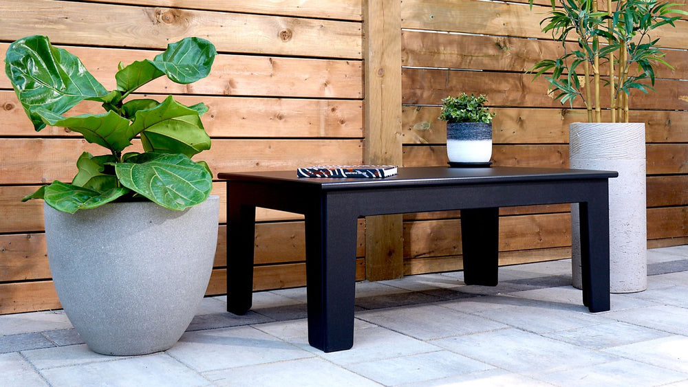 Adorna Black Patio Furniture Coffee Table Recycled Plastic Outdoor Furniture Proudly made in Ontario, Canada