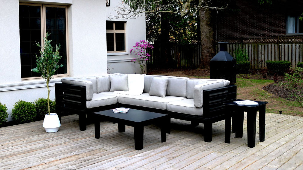 
                
                    Load image into Gallery viewer, Adorna Canadian Made Recycled Plastic Sustainable Outdoor Patio Large Sectional Seating Black: Modern, and stylish. Shop now!
                
            