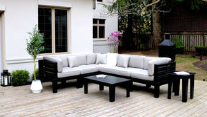 
                
                    Load image into Gallery viewer, Adorna Canadian Made Recycled Plastic Sustainable Outdoor Patio Large Sectional Seating Black: Modern, and stylish. Shop now!
                
            