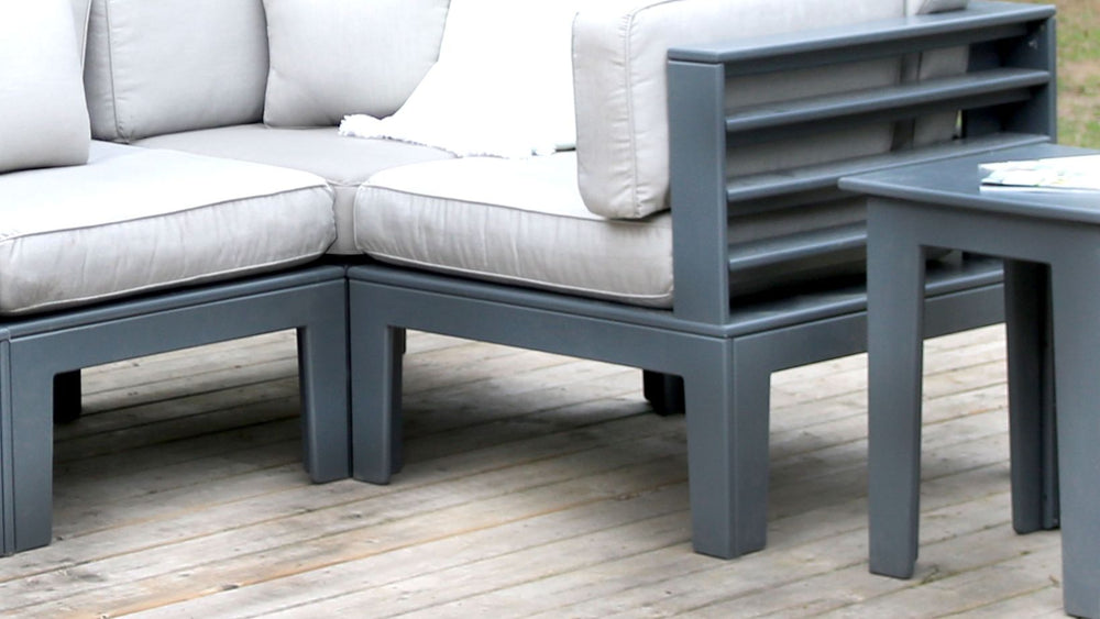 
                
                    Load image into Gallery viewer, Adorna Canadian Made Recycled Plastic Sustainable Outdoor Patio Seating Grey Love Seat: Modern, and stylish. Shop now!
                
            