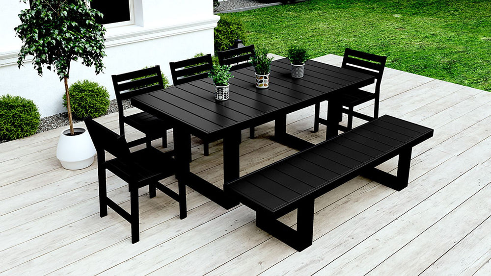 Black Recycled Plastic Patio Furniture Adorna Dining Table Bench New WickerPark
