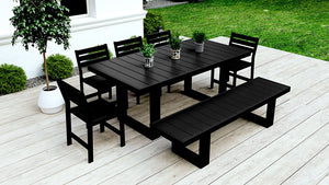 Black Recycled Plastic Patio Furniture Adorna Dining Table Bench New WickerPark