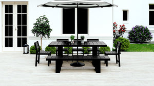 Black Recycled Plastic Patio Furniture Adorna Dining Table Bench-WickerPark