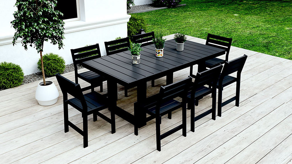 Black Recycled Plastic Patio Furniture Adorna Dining Table Chairs New WickerPark