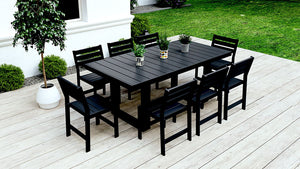 Black Recycled Plastic Patio Furniture Adorna Dining Table Chairs New WickerPark