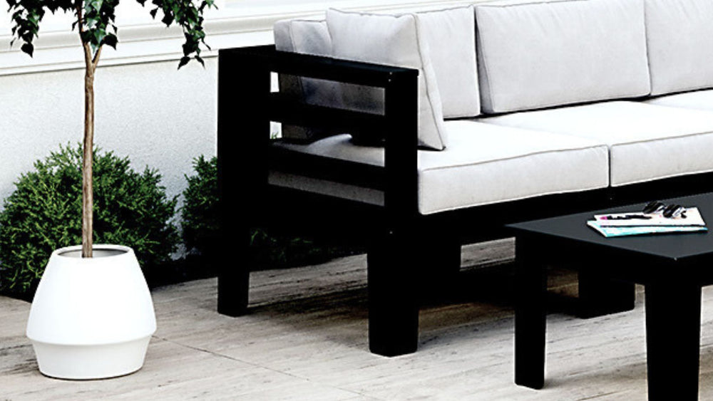 Black Recycled Plastic Patio Furniture Made In Canada Close Up 2 WickerPark
