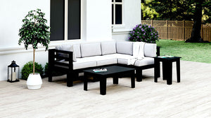 Black Recycled Plastic Patio Furniture Sectional Adorna Classique Open WickerPark