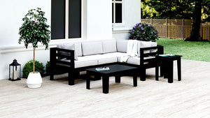 Black Recycled Plastic Patio Furniture Sectional Adorna Classque WickerPark