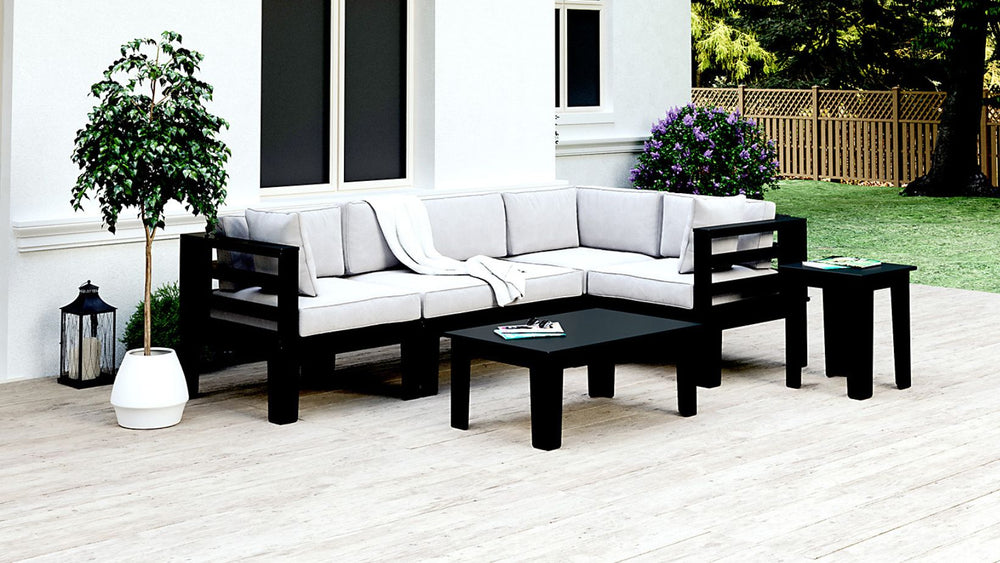 Black Recycled Plastic Patio Furniture Sectional Adorna Vente WickerPark