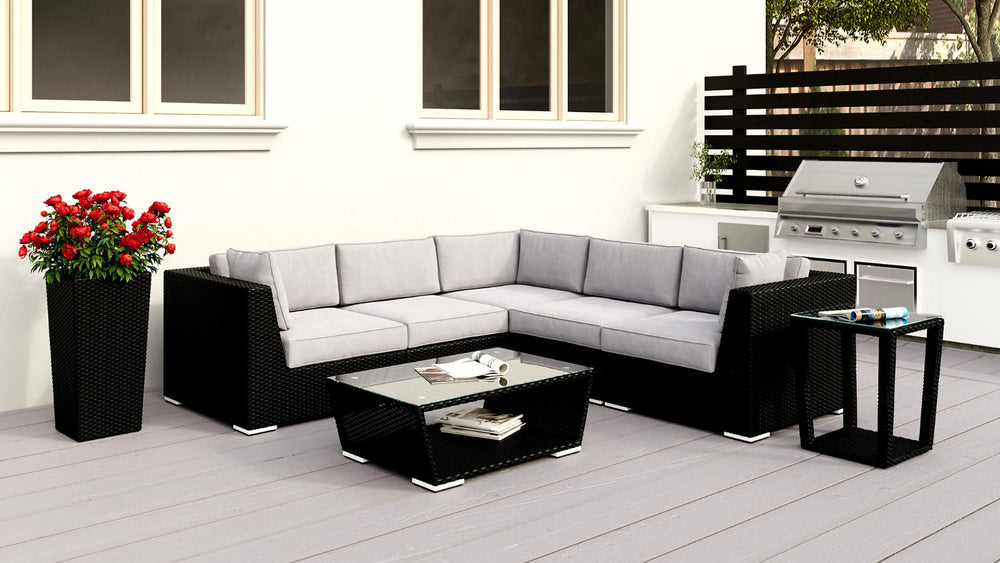 Black Wicker Patio Furniture Sectional Lovett Classique Plus WickerPark