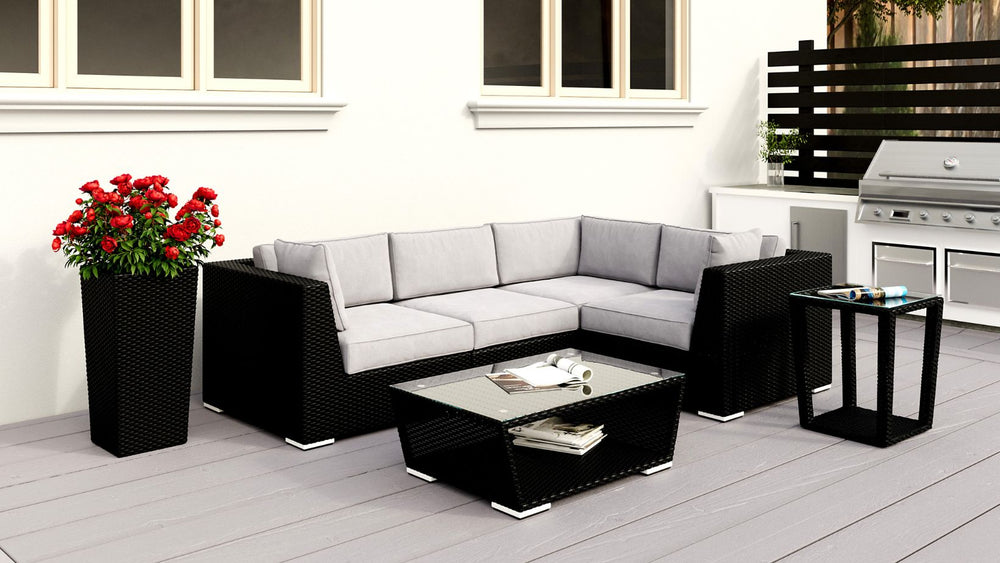 Black Wicker Patio Furniture Sectional Lovett Classique WickerPark