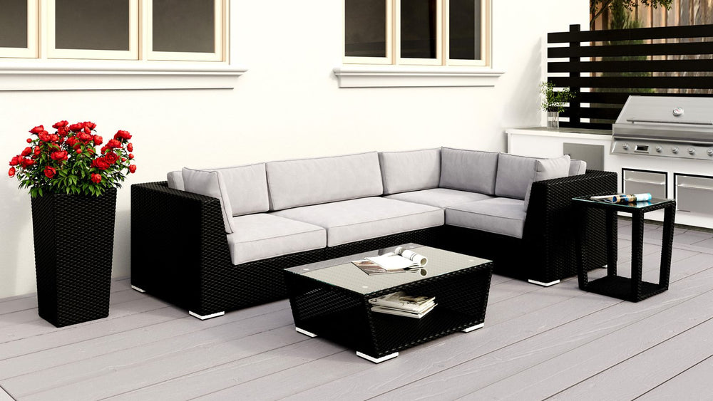 Black Wicker Patio Furniture Sectional Lovett Vente WickerPark