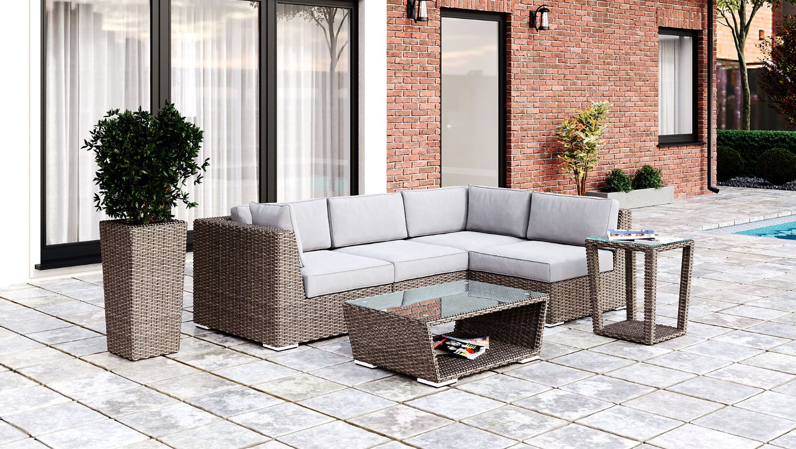 Figarro ft.Peven Everett Caramel 〜12ハウス Outdoor Patio Furniture | Concrete Fire Tables Collection