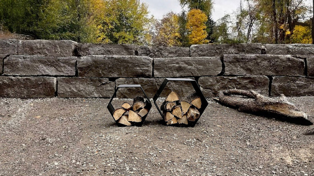 
                
                    Load image into Gallery viewer, WickerPark Frontier Fire Pits Steel Steel Hexagon Log Holder Firewood Toronto Ontario
                
            