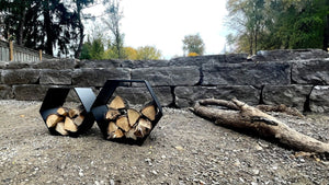 
                
                    Load image into Gallery viewer, WickerPark Frontier Fire Pits Steel Steel Hexagon Log Holder Firewood Toronto Ontario
                
            