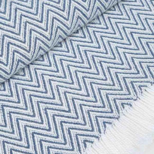 Sunbrella Indoor Outdoor Throw Blanket Cornflower Blue Natural Zig Zag